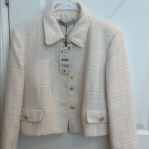 Zara Women's Ivory Textured Blazer